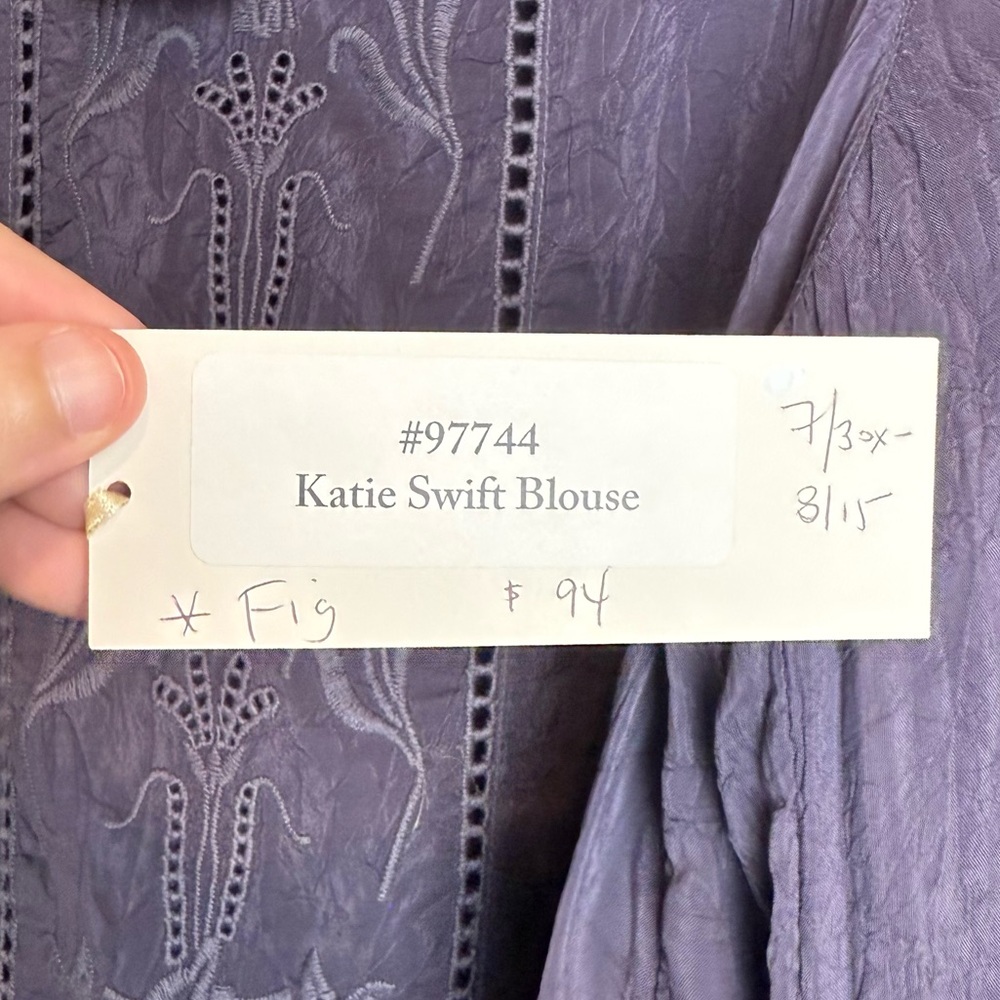 NWD Johnny Was Katie Swift Blouse Embroidered Purple Size Small - Picture 6 of 7
